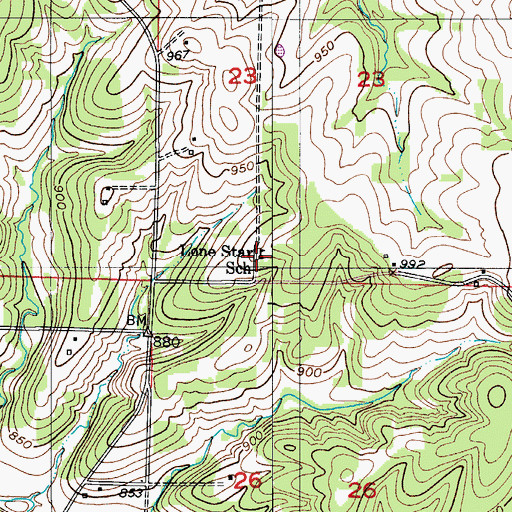 Topographic Map of Lone Star School, MO