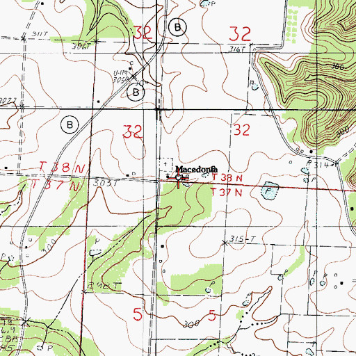 Topographic Map of Macedonia Church, MO