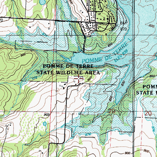 Topographic Map of Mashburn School, MO