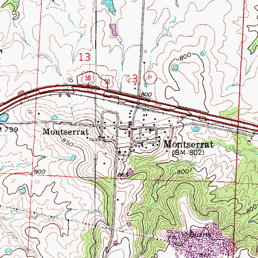 Topographic Map of Montserrat, MO