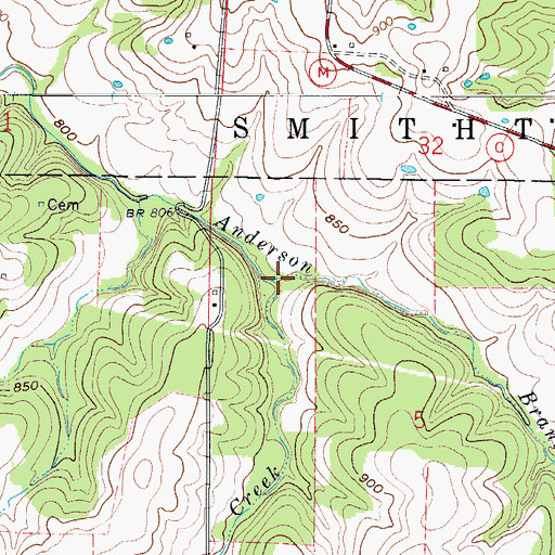 Topographic Map of Mosby Creek, MO
