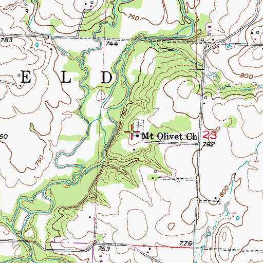 Topographic Map of Mount Olivet Church, MO