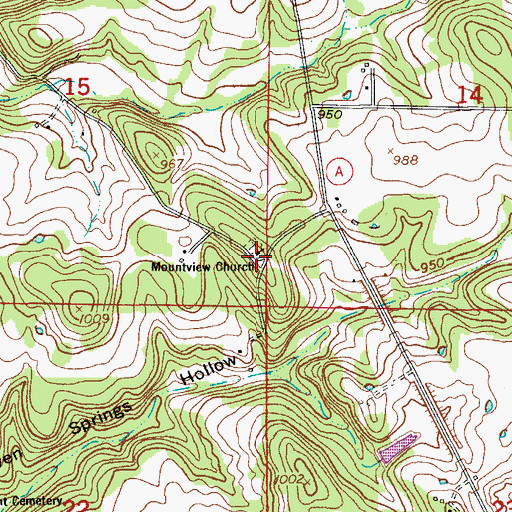 Topographic Map of Mountview Church, MO