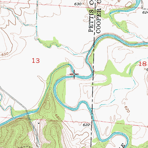 Topographic Map of Muddy Creek, MO