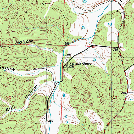 Topographic Map of Parrack Grove Church, MO
