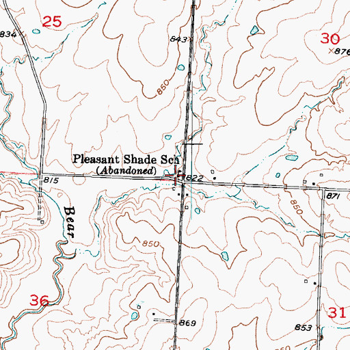 Topographic Map of Pleasant Shade School (historical), MO