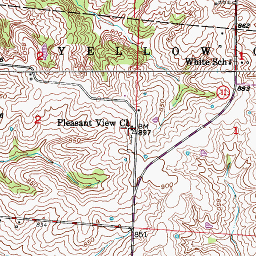 Topographic Map of Pleasant View Church, MO