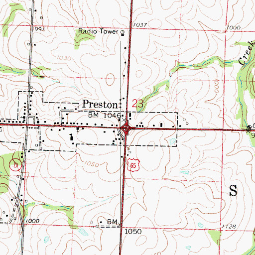 Topographic Map of Preston, MO