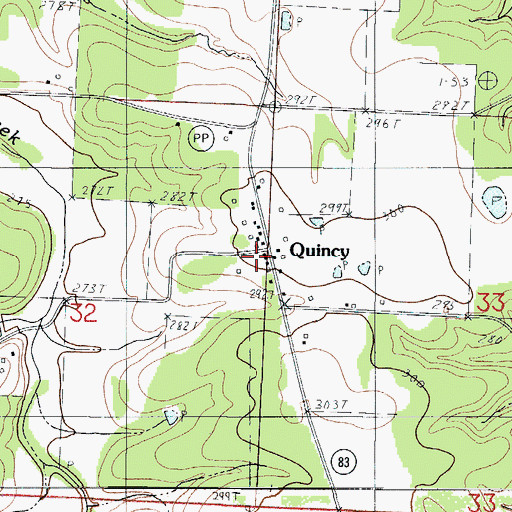 Topographic Map of Quincy, MO