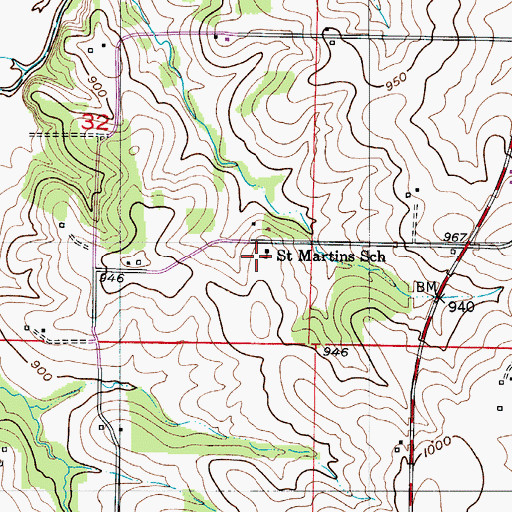 Topographic Map of Saint Martins School, MO