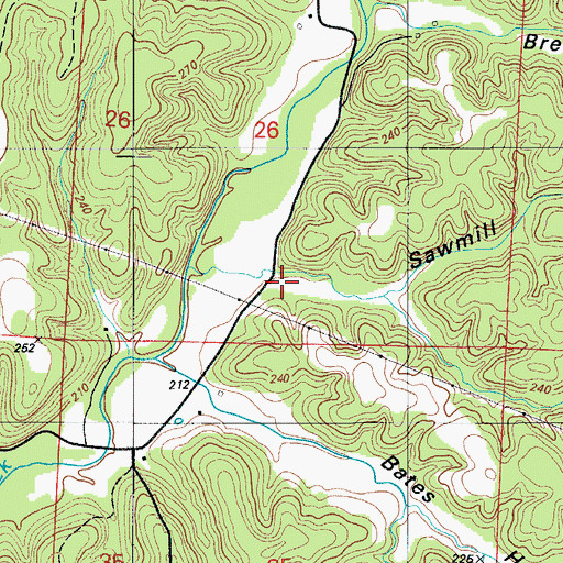 Topographic Map of Sawmill Hollow, MO