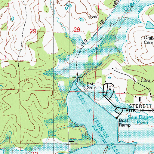 Topographic Map of Sterett Creek, MO