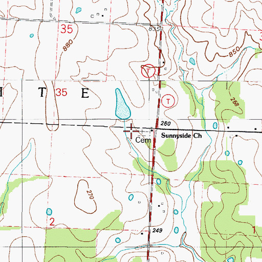 Topographic Map of Sunnyside Church, MO