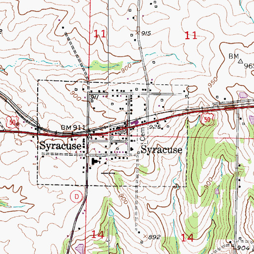 Topographic Map of Syracuse, MO