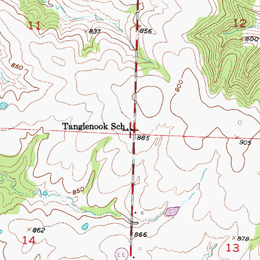 Topographic Map of Tanglenook School, MO