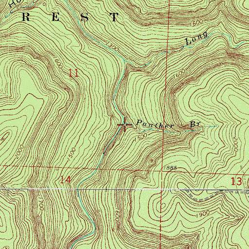 Topographic Map of Panther Branch, AR