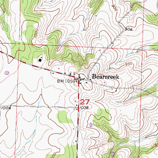 Topographic Map of Bearcreek, MO
