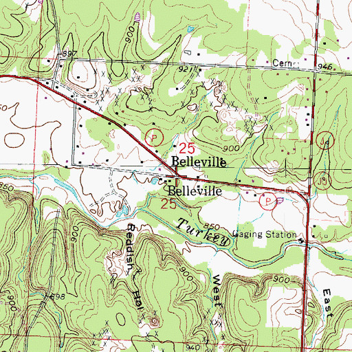 Topographic Map of Belleville, MO