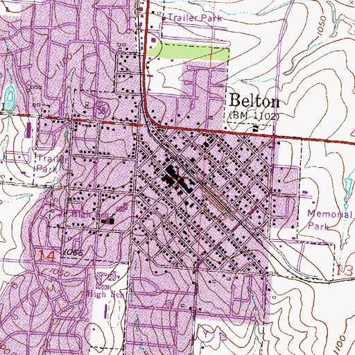 Topographic Map of Belton, MO