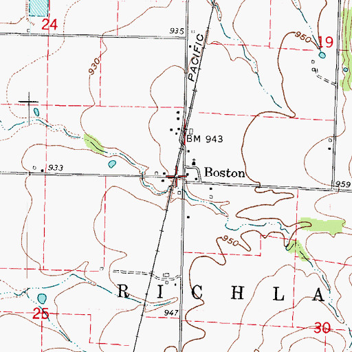 Topographic Map of Boston, MO