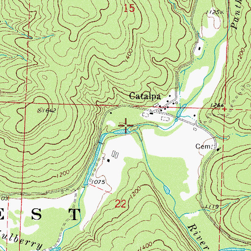 Topographic Map of Panther Creek, AR