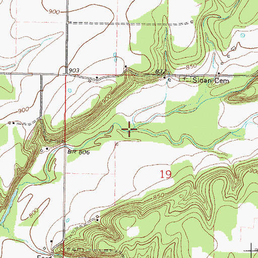 Topographic Map of Cave Springs Branch, OK