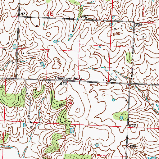 Topographic Map of Choctaw School (historical), MO