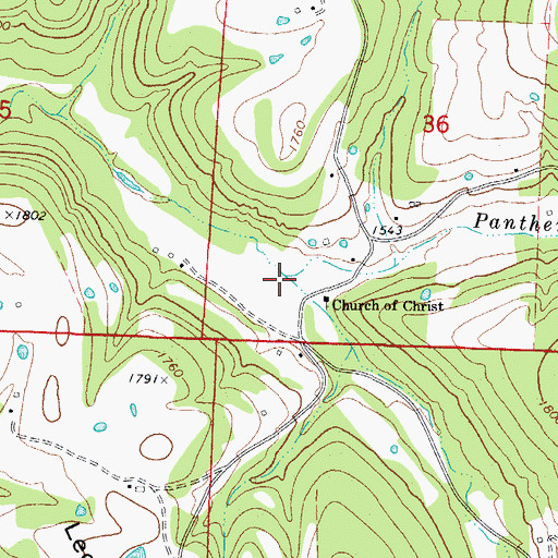Topographic Map of Panther Creek, AR
