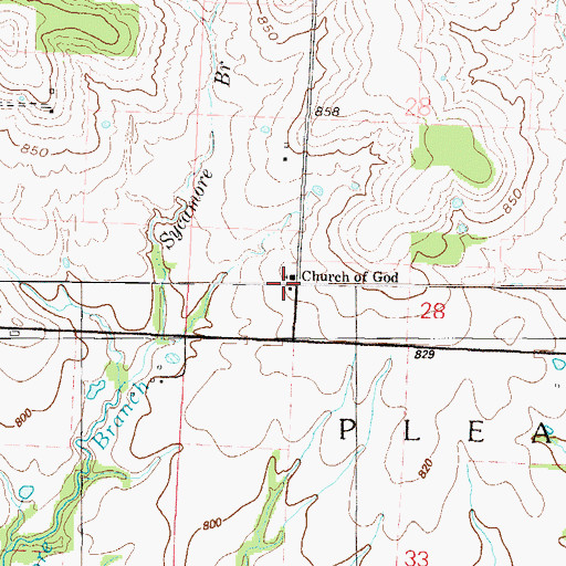 Topographic Map of Church of God, MO