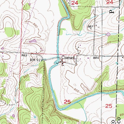 Topographic Map of Comet, MO