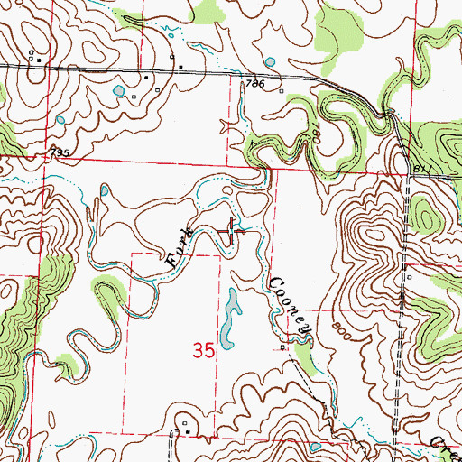 Topographic Map of Cooney Creek, MO