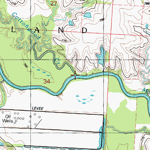 Topographic Map of Cottonwood Creek, MO