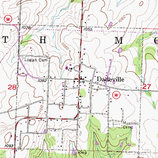 Topographic Map of Dadeville, MO