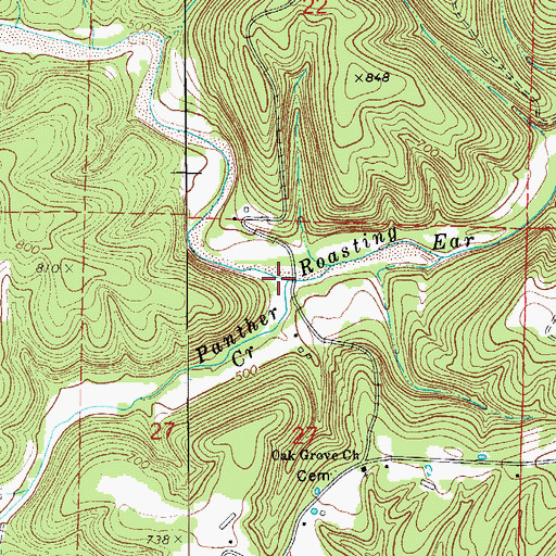 Topographic Map of Panther Creek, AR