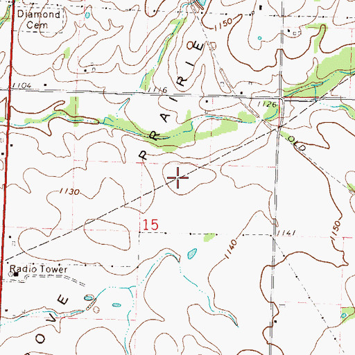 Topographic Map of Diamond Grove Prairie, MO