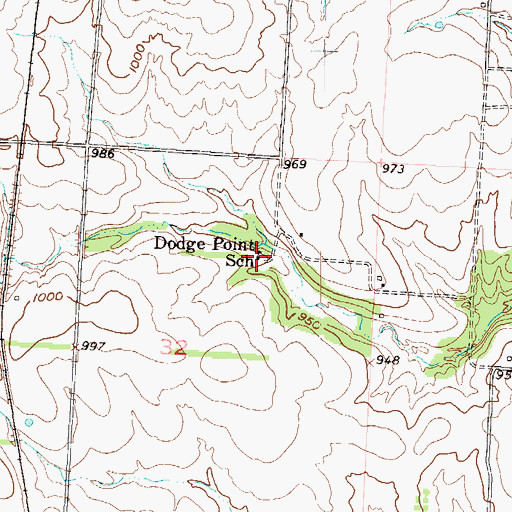 Topographic Map of Dodge Point School (historical), MO
