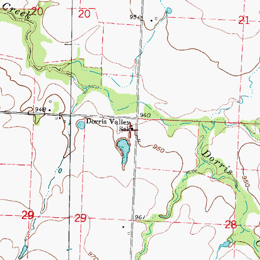 Topographic Map of Dorris Valley School (historical), MO