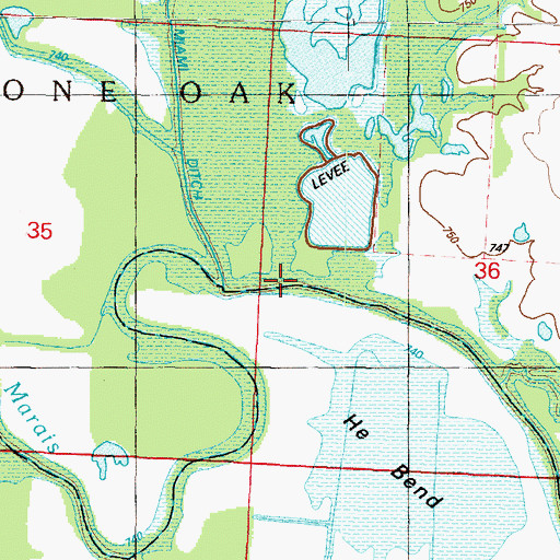 Topographic Map of Double Branch, MO