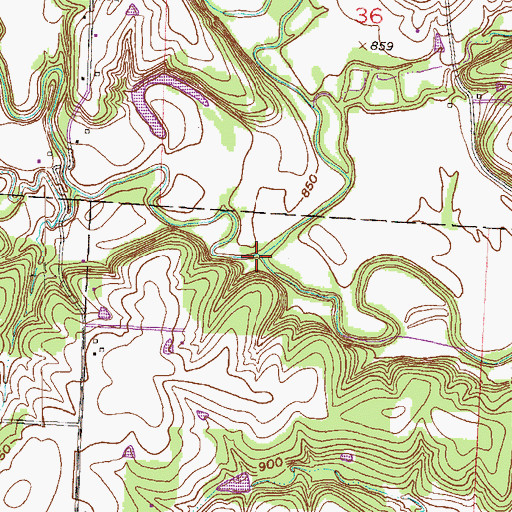 Topographic Map of East Creek, MO