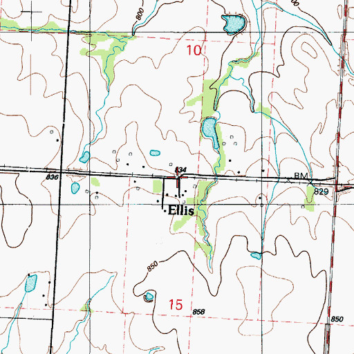 Topographic Map of Ellis, MO