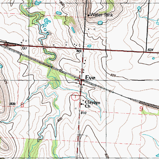 Topographic Map of Eve, MO