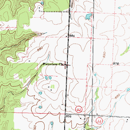 Topographic Map of Fairview Church, MO