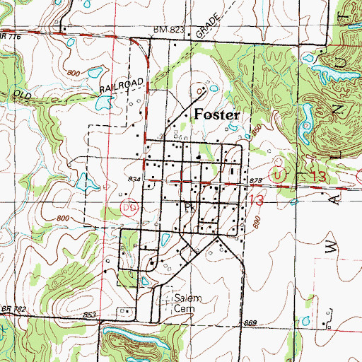 Topographic Map of Foster, MO