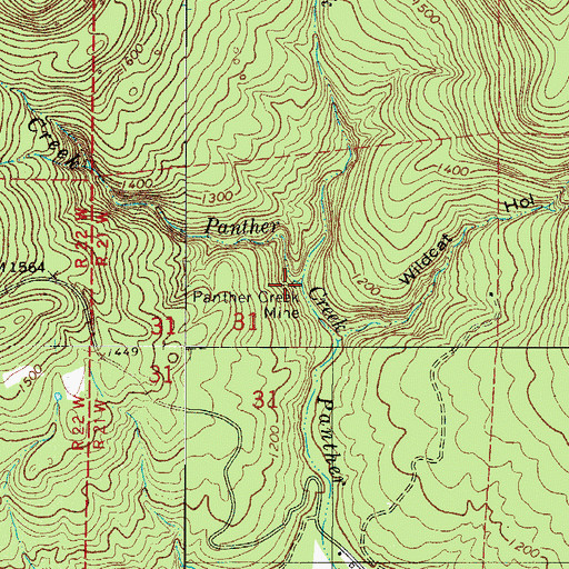Topographic Map of Panther Creek Mine, AR