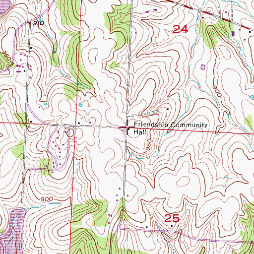 Topographic Map of Friendship Community Hall, MO