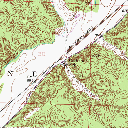 Topographic Map of Gallemore School (historical), MO