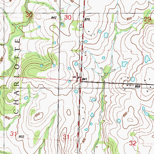 Topographic Map of Grandview School (historical), MO