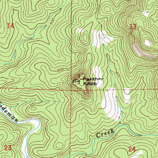 Topographic Map of Panther Knob, AR