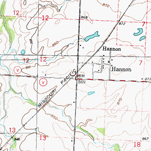 Topographic Map of Hannon, MO