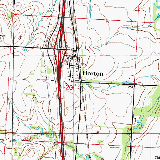 Topographic Map of Horton, MO